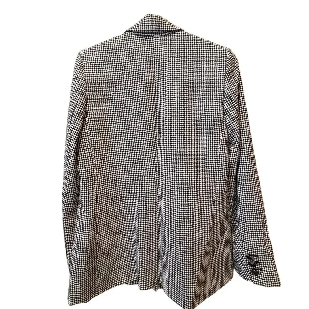 Karl Lagerfeld Paris Houndstooth Blazer Jacket 6 NWOT Black White Workwear